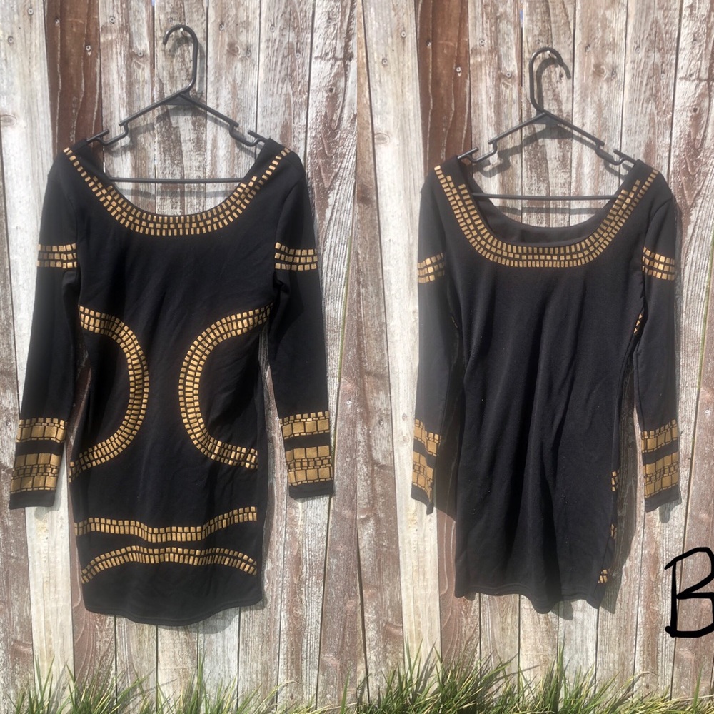 Black & Gold Long Sleeve Dress